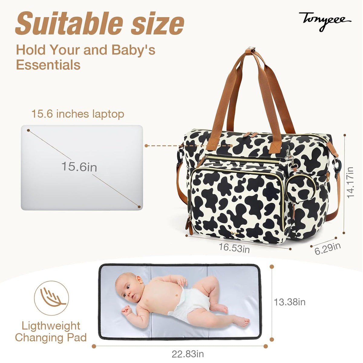 Diaper Bag Tote, Large Baby Hospital Bag for Labor Delivery Mom