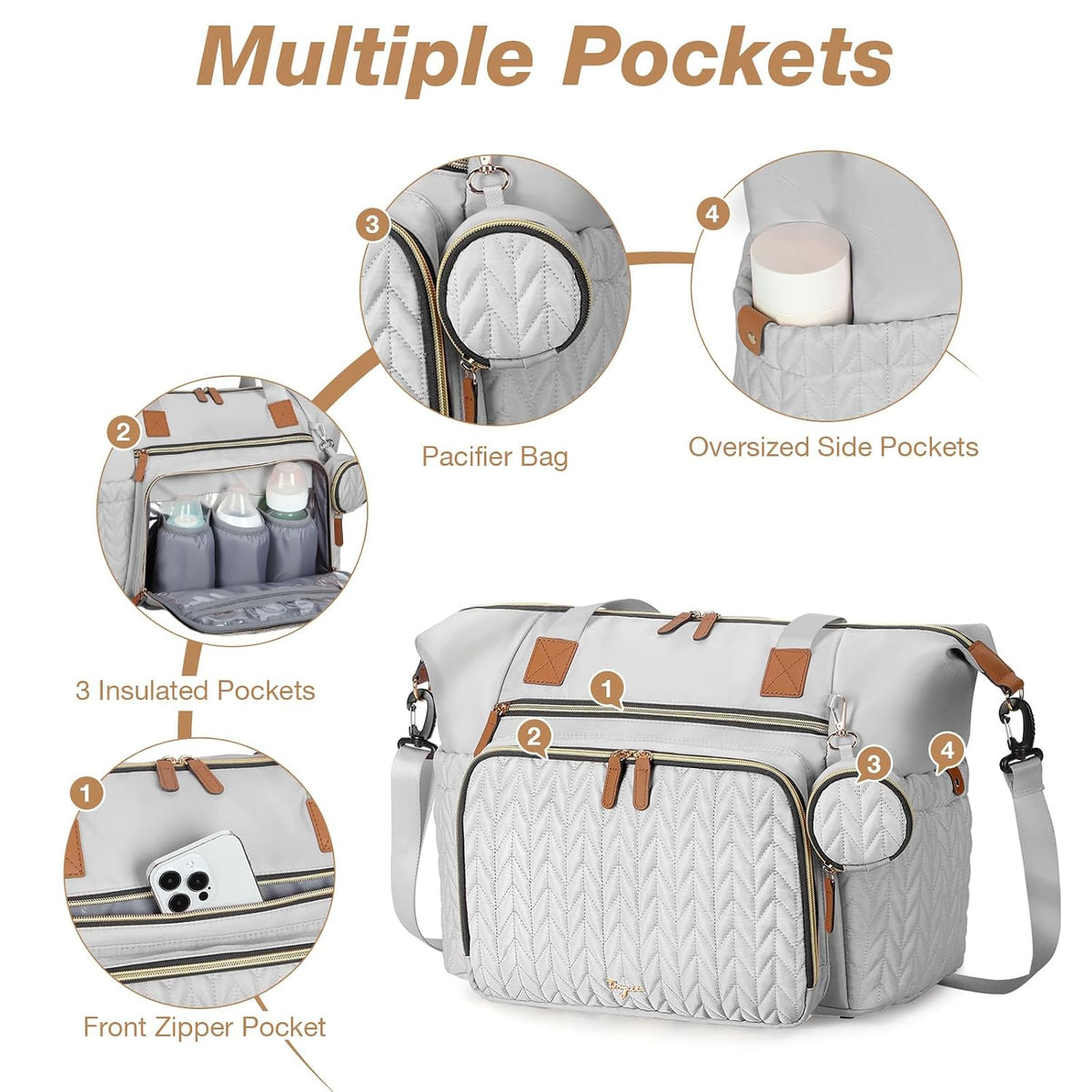 Diaper Bag Tote, Large Baby Hospital Bag for Labor Delivery Mom