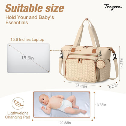 Diaper Bag Tote, Large Baby Hospital Bag for Labor Delivery Mom