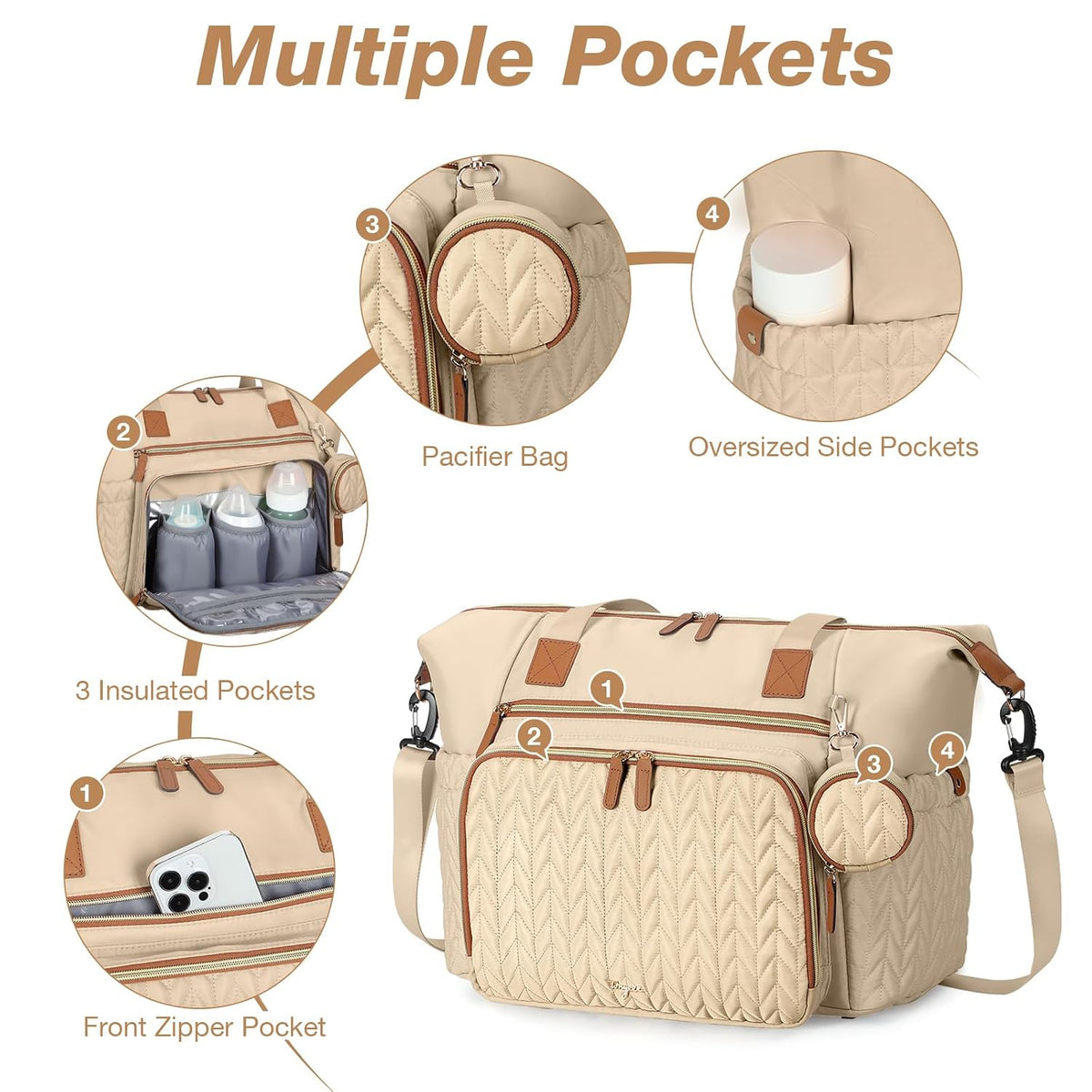 Diaper Bag Tote, Large Baby Hospital Bag for Labor Delivery Mom