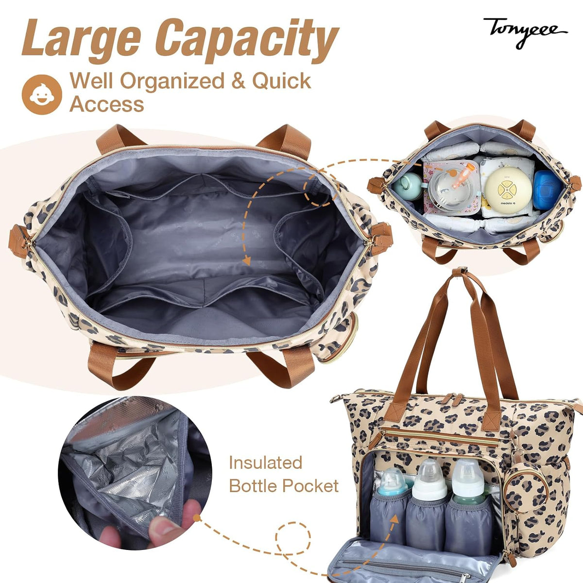 Diaper Bag Tote, Large Baby Hospital Bag for Labor Delivery Mom