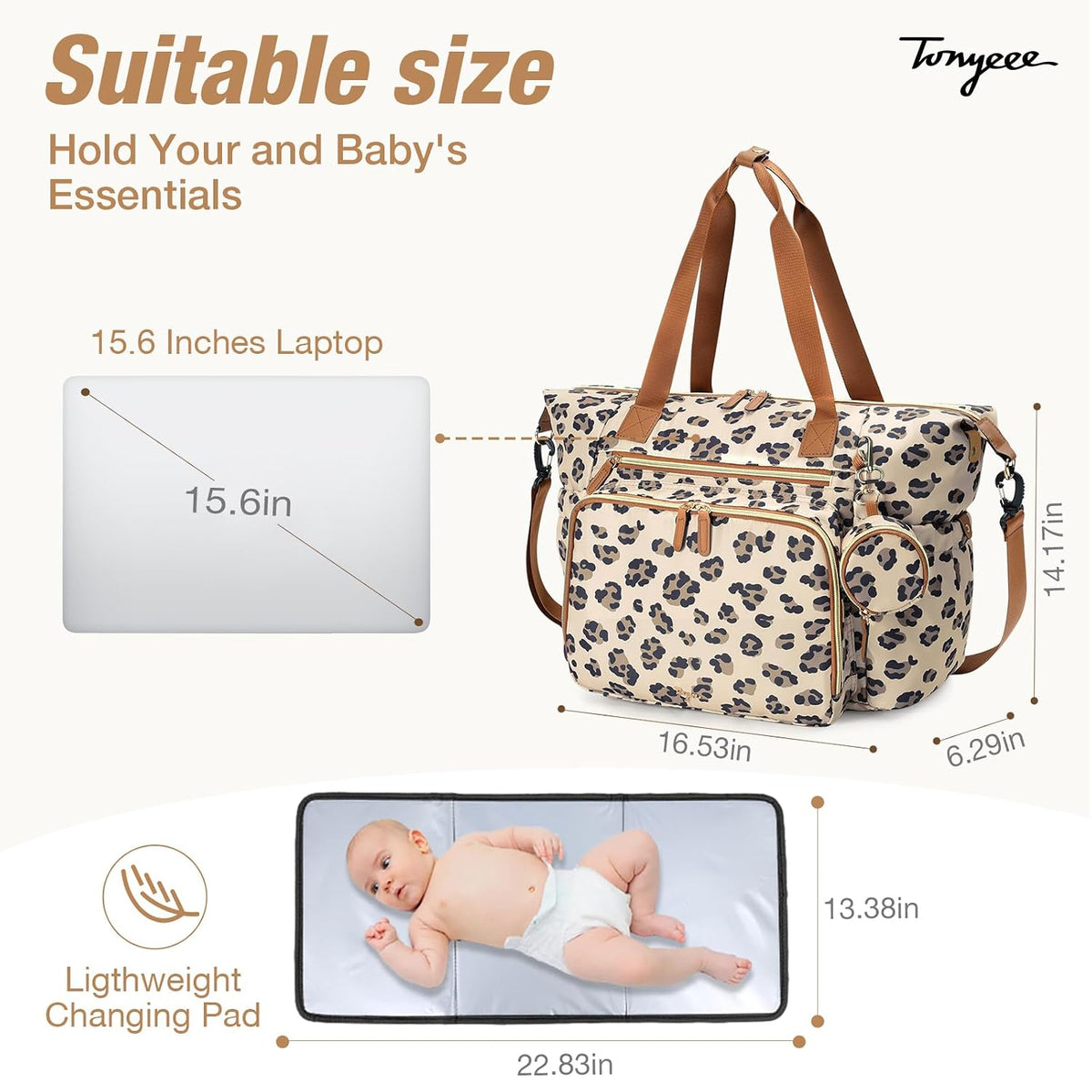 Diaper Bag Tote, Large Baby Hospital Bag for Labor Delivery Mom