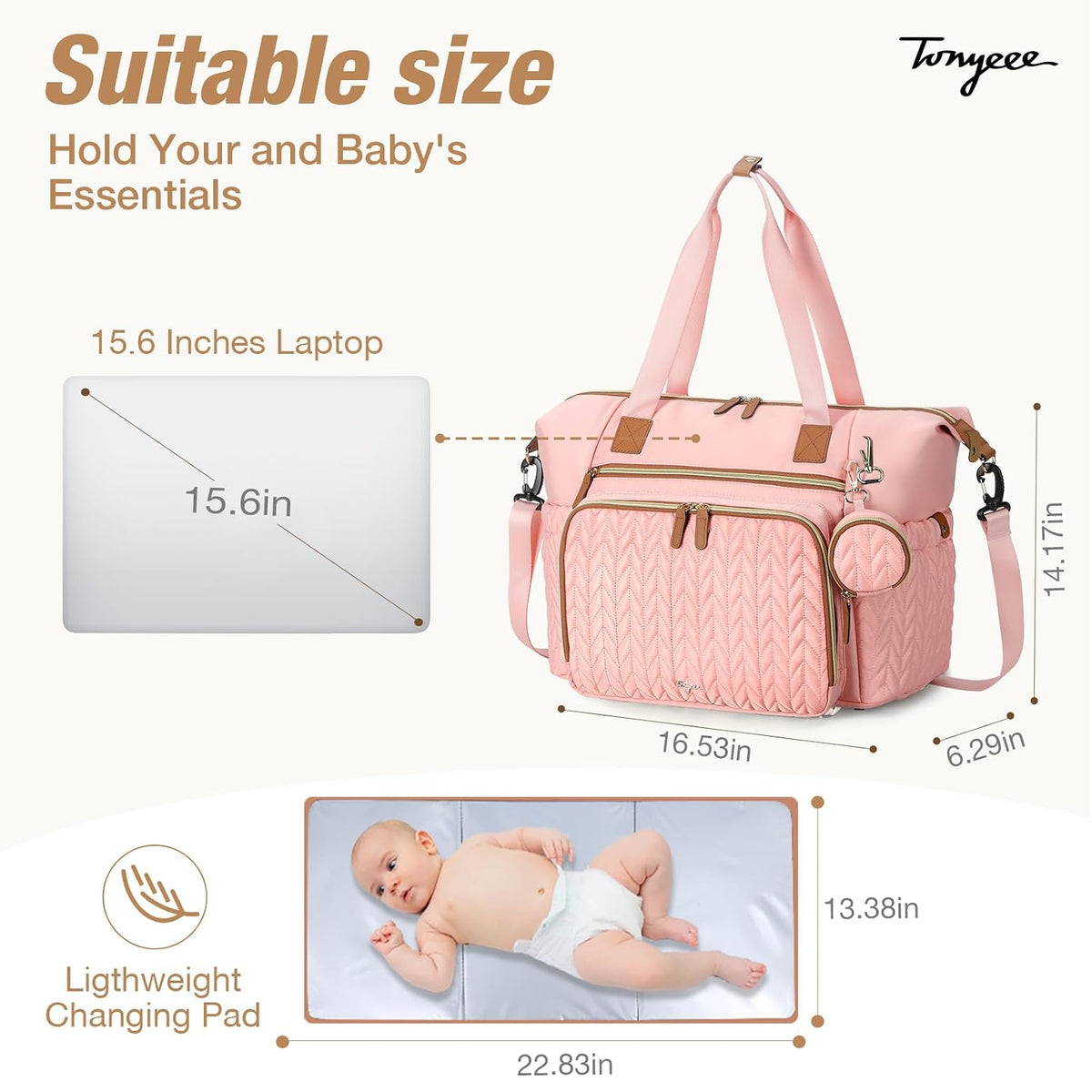 Diaper Bag Tote, Large Baby Hospital Bag for Labor Delivery Mom