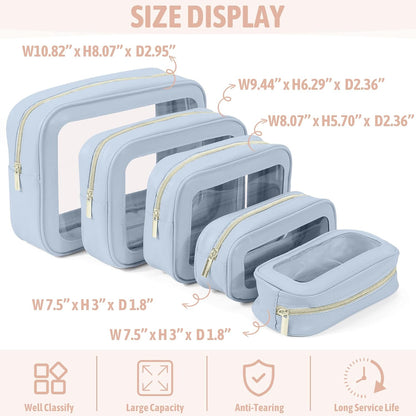 Diaper Bag Organizer Pouch Set, TSA Approved Toiletry Bag，Clear Waterproof TPU Makeup Bag Set Travel Organizer Bags for Women and Kids