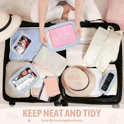 Diaper Bag Organizer Pouch Set, TSA Approved Toiletry Bag，Clear Waterproof TPU Makeup Bag Set Travel Organizer Bags for Women and Kids