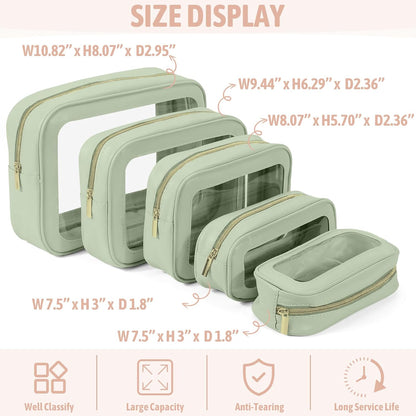 Diaper Bag Organizer Pouch Set, TSA Approved Toiletry Bag，Clear Waterproof TPU Makeup Bag Set Travel Organizer Bags for Women and Kids