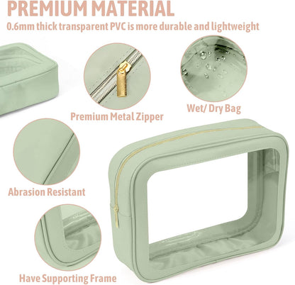 Diaper Bag Organizer Pouch Set, TSA Approved Toiletry Bag，Clear Waterproof TPU Makeup Bag Set Travel Organizer Bags for Women and Kids