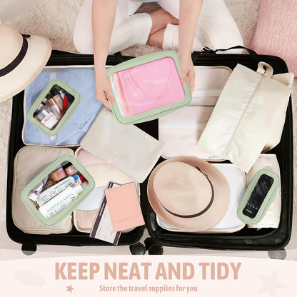 Diaper Bag Organizer Pouch Set, TSA Approved Toiletry Bag，Clear Waterproof TPU Makeup Bag Set Travel Organizer Bags for Women and Kids