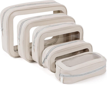 Diaper Bag Organizer Pouch Set, TSA Approved Toiletry Bag，Clear Waterproof TPU Makeup Bag Set Travel Organizer Bags for Women and Kids
