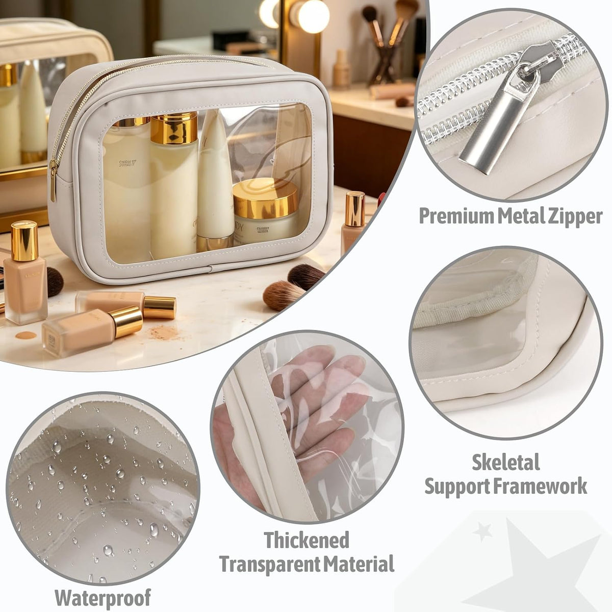 Diaper Bag Organizer Pouch Set, TSA Approved Toiletry Bag，Clear Waterproof TPU Makeup Bag Set Travel Organizer Bags for Women and Kids