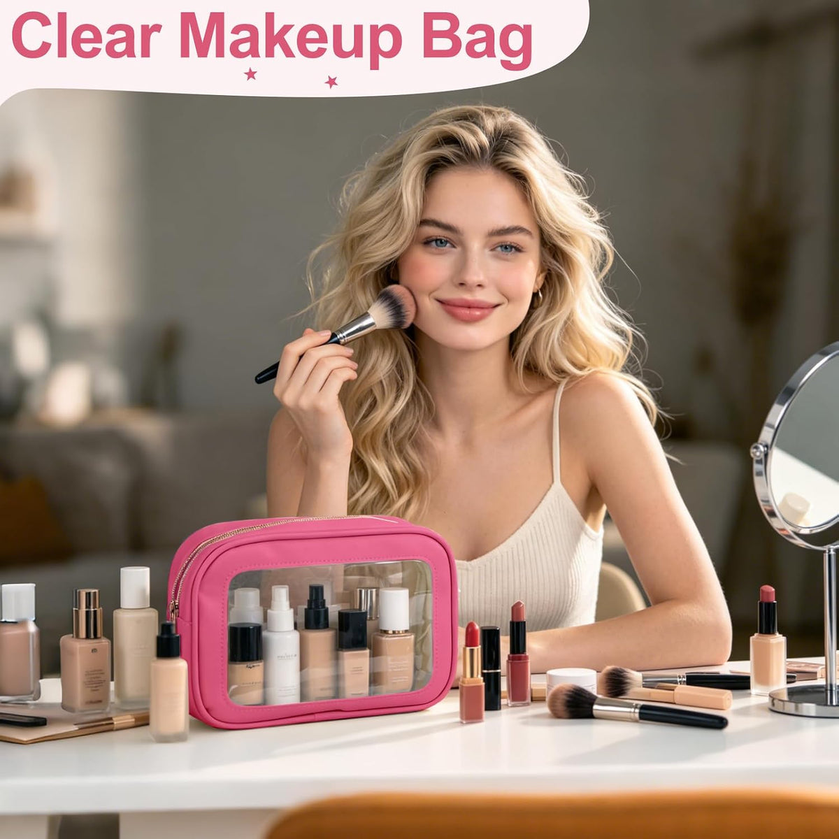 Diaper Bag Organizer Pouch Set, TSA Approved Toiletry Bag，Clear Waterproof TPU Makeup Bag Set Travel Organizer Bags for Women and Kids
