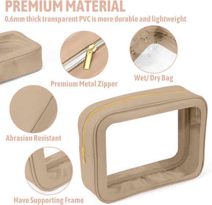 Diaper Bag Organizer Pouch Set, TSA Approved Toiletry Bag，Clear Waterproof TPU Makeup Bag Set Travel Organizer Bags for Women and Kids