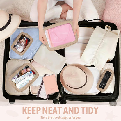 Diaper Bag Organizer Pouch Set, TSA Approved Toiletry Bag，Clear Waterproof TPU Makeup Bag Set Travel Organizer Bags for Women and Kids