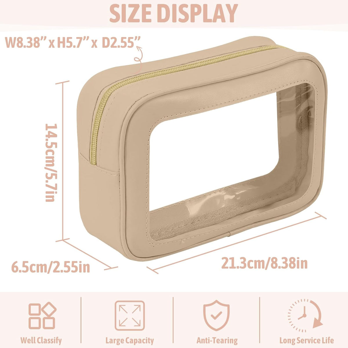 Diaper Bag Organizer Pouch Set, TSA Approved Toiletry Bag，Clear Waterproof TPU Makeup Bag Set Travel Organizer Bags for Women and Kids