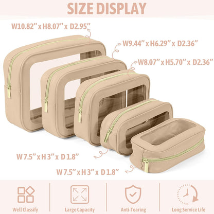 Diaper Bag Organizer Pouch Set, TSA Approved Toiletry Bag，Clear Waterproof TPU Makeup Bag Set Travel Organizer Bags for Women and Kids