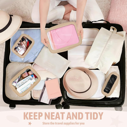 Diaper Bag Organizer Pouch Set, TSA Approved Toiletry Bag，Clear Waterproof TPU Makeup Bag Set Travel Organizer Bags for Women and Kids