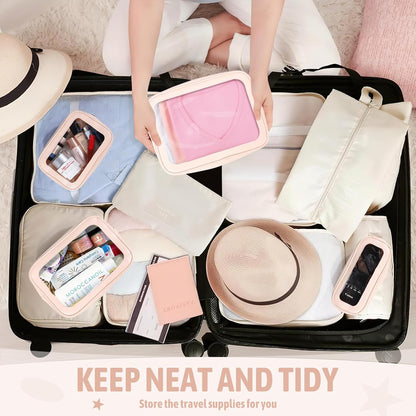 Diaper Bag Organizer Pouch Set, TSA Approved Toiletry Bag，Clear Waterproof TPU Makeup Bag Set Travel Organizer Bags for Women and Kids