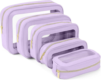 Diaper Bag Organizer Pouch Set, TSA Approved Toiletry Bag，Clear Waterproof TPU Makeup Bag Set Travel Organizer Bags for Women and Kids