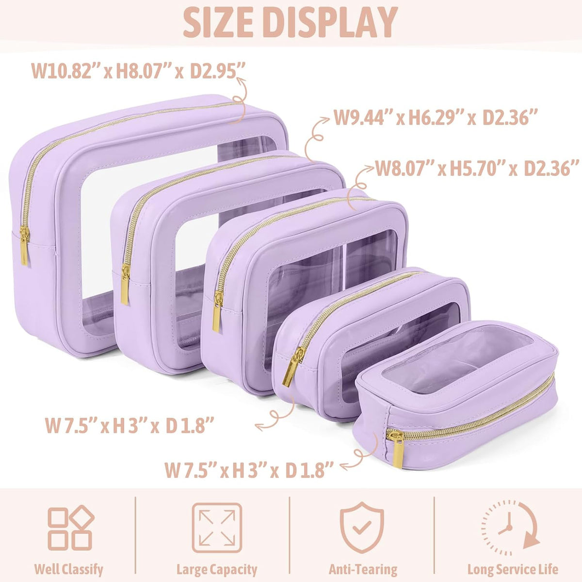 Diaper Bag Organizer Pouch Set, TSA Approved Toiletry Bag，Clear Waterproof TPU Makeup Bag Set Travel Organizer Bags for Women and Kids