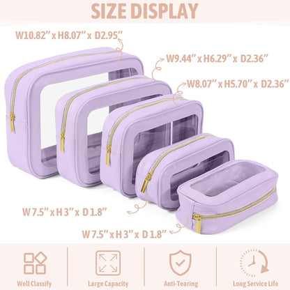 Diaper Bag Organizer Pouch Set, TSA Approved Toiletry Bag，Clear Waterproof TPU Makeup Bag Set Travel Organizer Bags for Women and Kids
