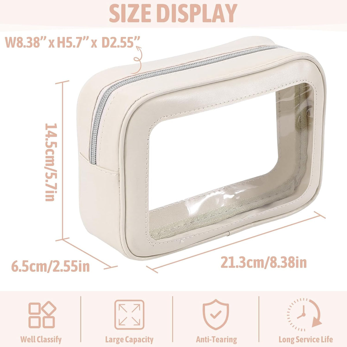 Diaper Bag Organizer Pouch Set, TSA Approved Toiletry Bag，Clear Waterproof TPU Makeup Bag Set Travel Organizer Bags for Women and Kids