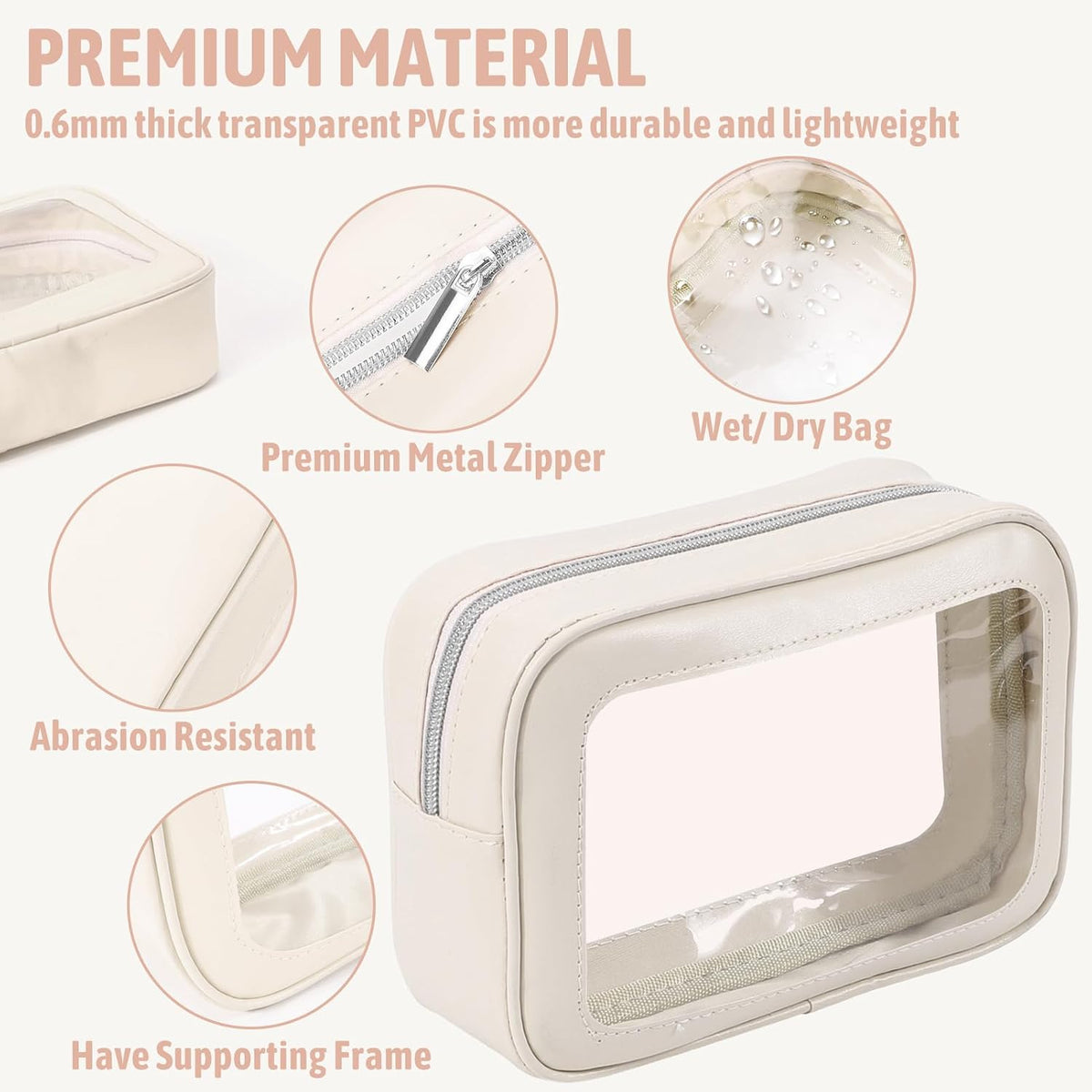 Diaper Bag Organizer Pouch Set, TSA Approved Toiletry Bag，Clear Waterproof TPU Makeup Bag Set Travel Organizer Bags for Women and Kids