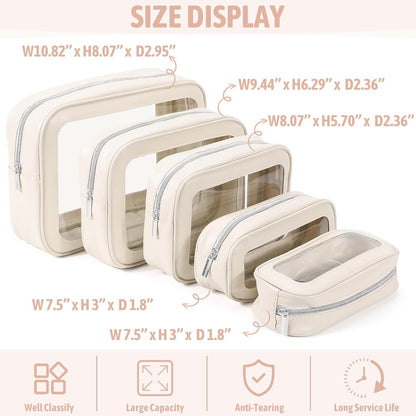 Diaper Bag Organizer Pouch Set, TSA Approved Toiletry Bag，Clear Waterproof TPU Makeup Bag Set Travel Organizer Bags for Women and Kids