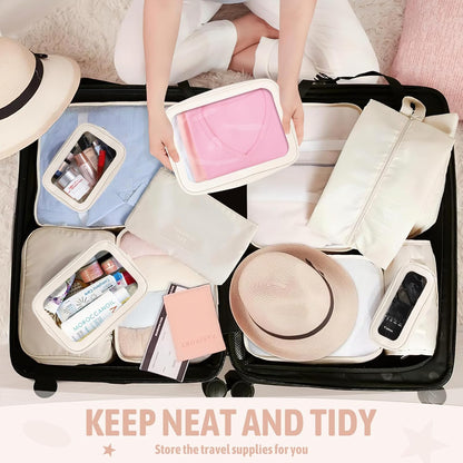 Diaper Bag Organizer Pouch Set, TSA Approved Toiletry Bag，Clear Waterproof TPU Makeup Bag Set Travel Organizer Bags for Women and Kids