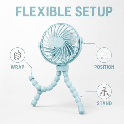 Portable Stroller Fan Clip On Rechargeable Flexible Tripod Fan for Outdoor