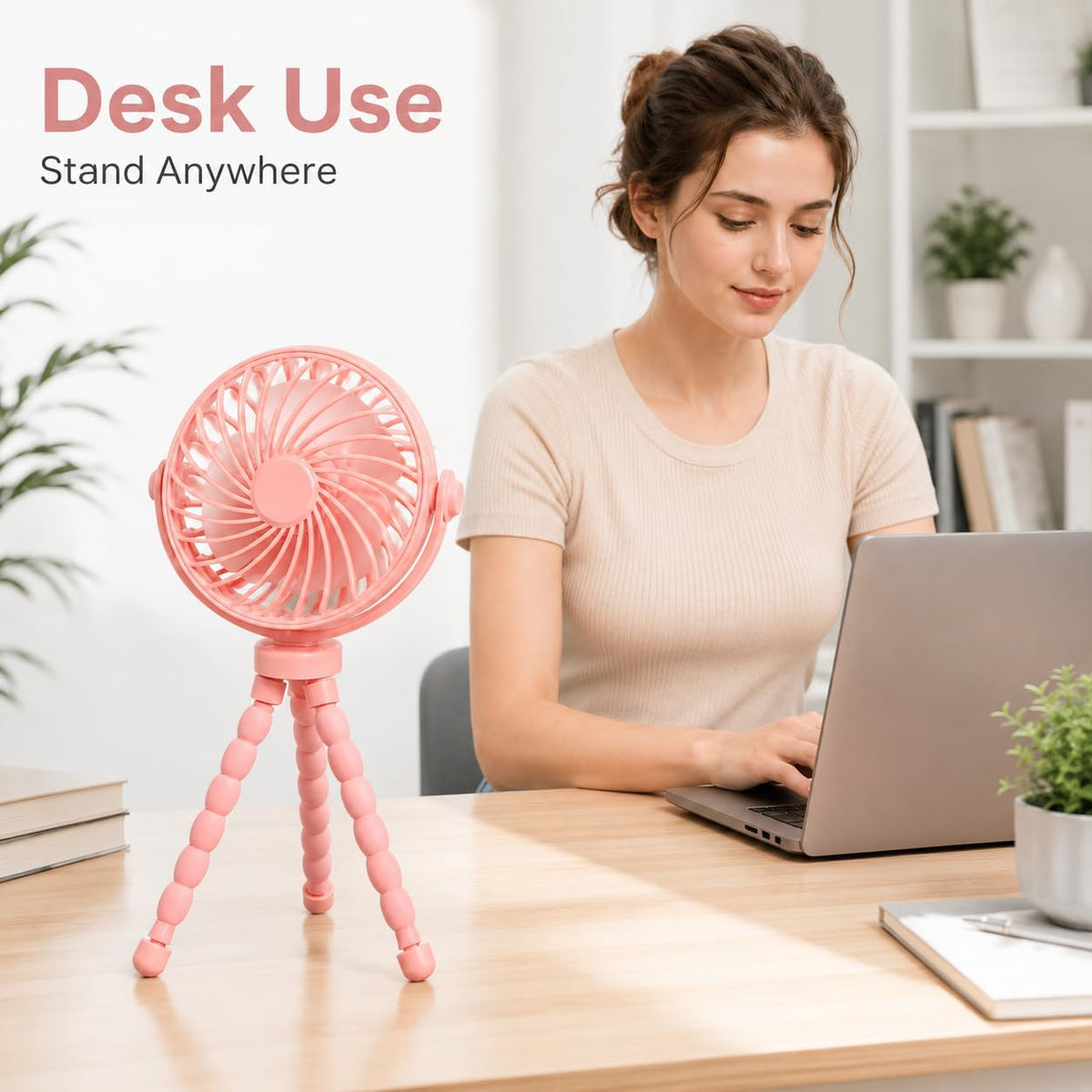 Portable Stroller Fan Clip On Rechargeable Flexible Tripod Fan for Outdoor