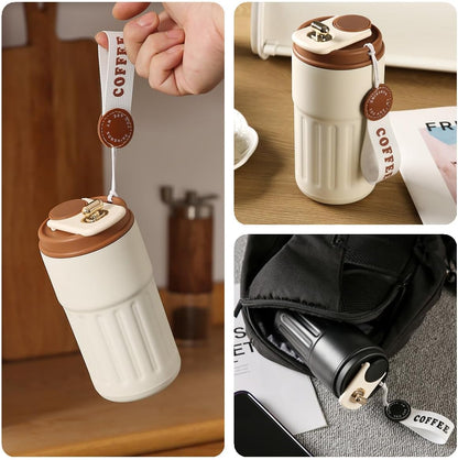 Stainless Steel Insulated Coffee Mug, Travel Coffee Cug,13.8ozWhite