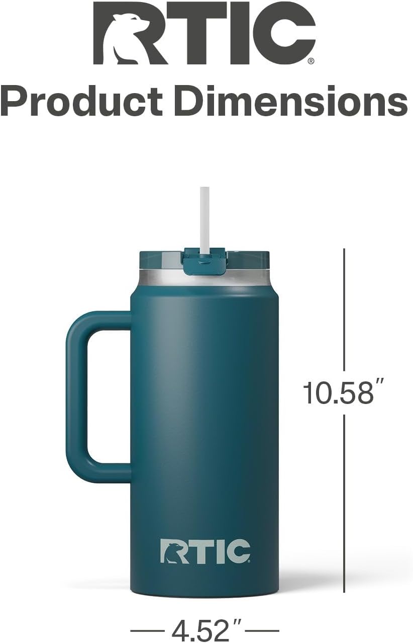 64 oz Ceramic Lined Insulated Road Trip Tumbler, Leak-Resistant Lid, Black