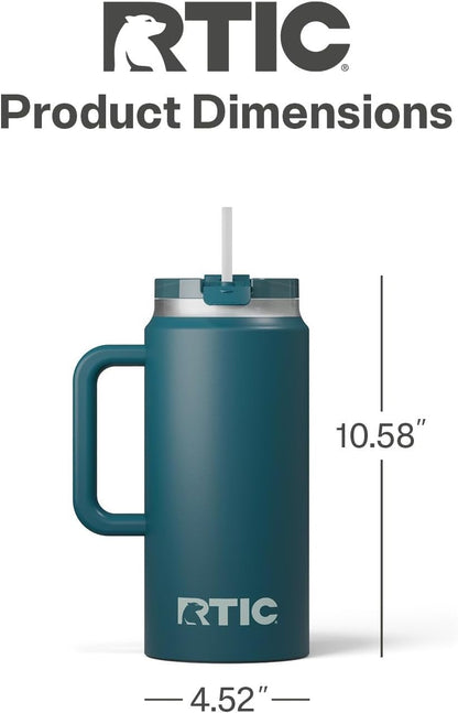 64 oz Ceramic Lined Insulated Road Trip Tumbler, Leak-Resistant Lid, Black