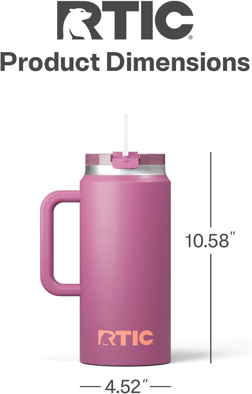 64 oz Ceramic Lined Insulated Road Trip Tumbler, Leak-Resistant Lid, Black