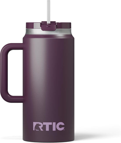 64 oz Ceramic Lined Insulated Road Trip Tumbler, Leak-Resistant Lid, Black