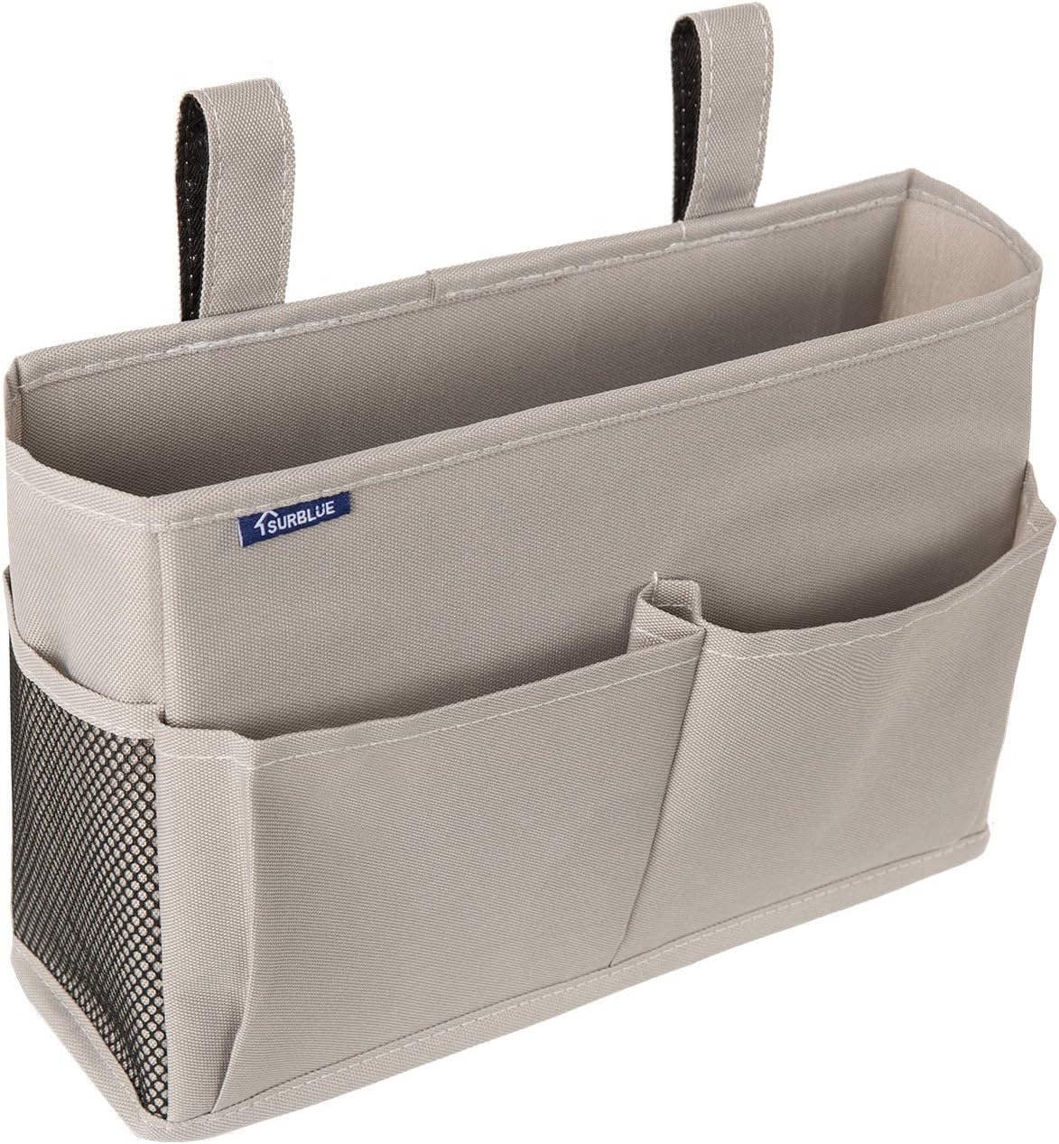 Bedside Caddy Hanging Bed Organizer Storage Bag Pocket for Bunk and Hospital Beds, College Dorm Rooms Baby Bed Rails,Camp (8 Pockets),Gray