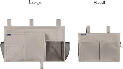 Bedside Caddy Hanging Bed Organizer Storage Bag Pocket for Bunk and Hospital Beds, College Dorm Rooms Baby Bed Rails,Camp (8 Pockets),Gray