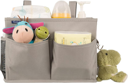 Bedside Caddy Hanging Bed Organizer Storage Bag Pocket for Bunk and Hospital Beds, College Dorm Rooms Baby Bed Rails,Camp (8 Pockets),Gray
