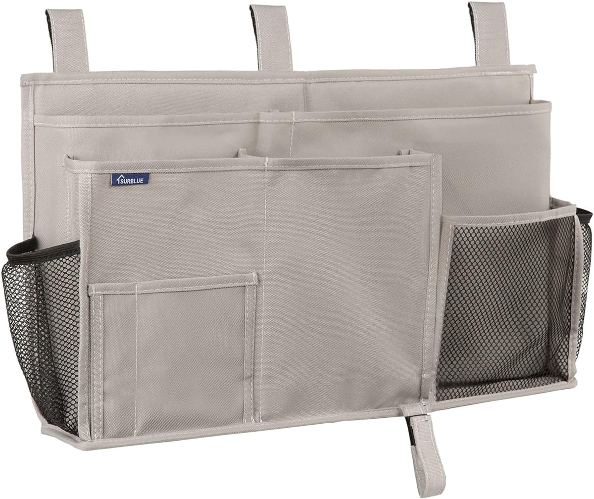 Bedside Caddy Hanging Bed Organizer Storage Bag Pocket for Bunk and Hospital Beds, College Dorm Rooms Baby Bed Rails,Camp (8 Pockets),Gray