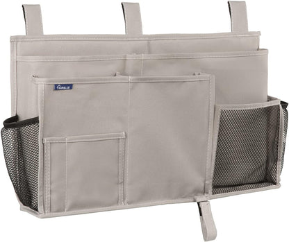 Bedside Caddy Hanging Bed Organizer Storage Bag Pocket for Bunk and Hospital Beds, College Dorm Rooms Baby Bed Rails,Camp (8 Pockets),Gray