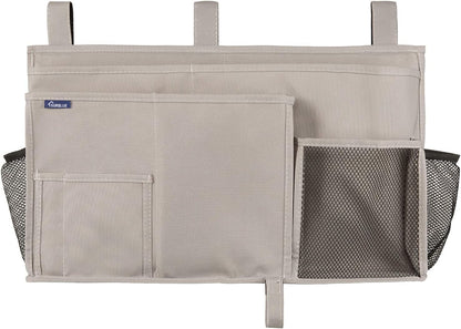 Bedside Caddy Hanging Bed Organizer Storage Bag Pocket for Bunk and Hospital Beds, College Dorm Rooms Baby Bed Rails,Camp (8 Pockets),Gray