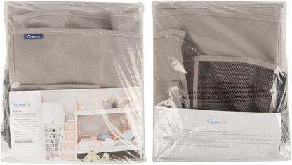 Bedside Caddy Hanging Bed Organizer Storage Bag Pocket for Bunk and Hospital Beds, College Dorm Rooms Baby Bed Rails,Camp (8 Pockets),Gray