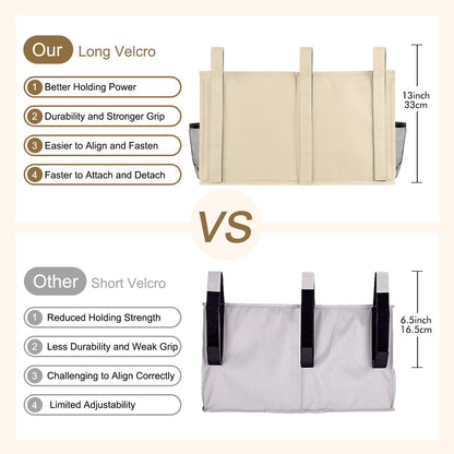Bedside Caddy Hanging Bed Organizer Storage Bag Pocket for Bunk and Hospital Beds, College Dorm Rooms Baby Bed Rails,Camp (8 Pockets),Gray