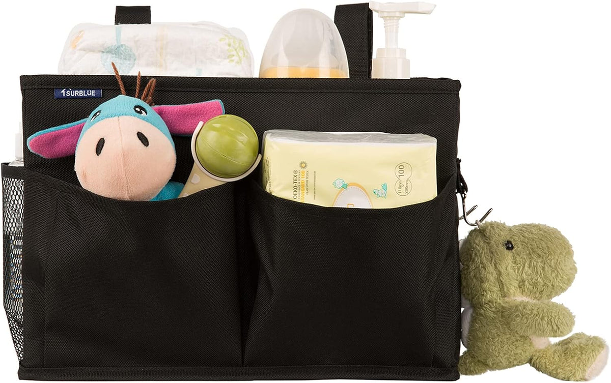 Bedside Caddy Hanging Bed Organizer Storage Bag Pocket for Bunk and Hospital Beds, College Dorm Rooms Baby Bed Rails,Camp (8 Pockets),Gray