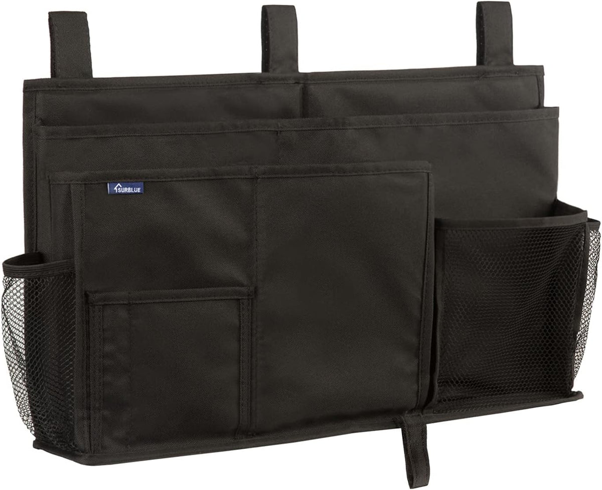 Bedside Caddy Hanging Bed Organizer Storage Bag Pocket for Bunk and Hospital Beds, College Dorm Rooms Baby Bed Rails,Camp (8 Pockets),Gray