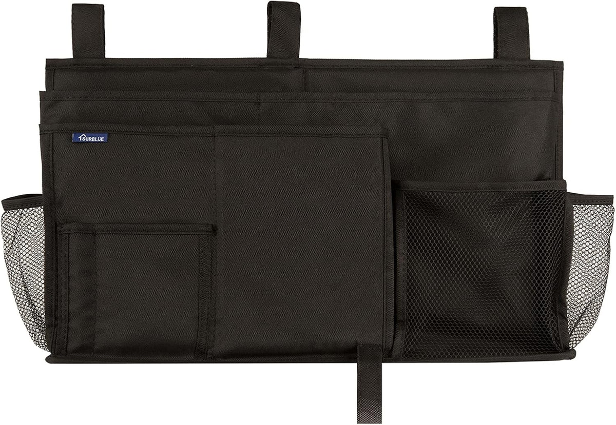 Bedside Caddy Hanging Bed Organizer Storage Bag Pocket for Bunk and Hospital Beds, College Dorm Rooms Baby Bed Rails,Camp (8 Pockets),Gray