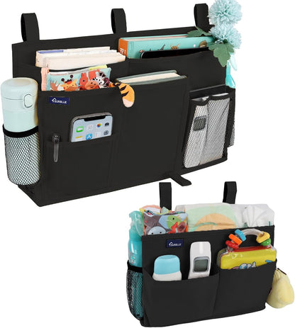Bedside Caddy Hanging Bed Organizer Storage Bag Pocket for Bunk and Hospital Beds, College Dorm Rooms Baby Bed Rails,Camp (8 Pockets),Gray