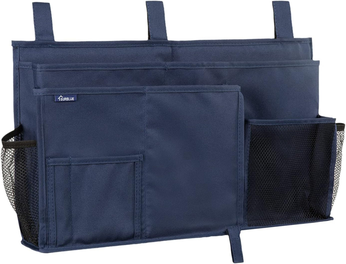 Bedside Caddy Hanging Bed Organizer Storage Bag Pocket for Bunk and Hospital Beds, College Dorm Rooms Baby Bed Rails,Camp (8 Pockets),Gray