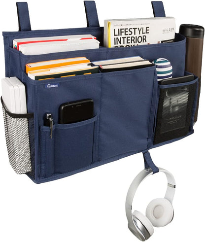 Bedside Caddy Hanging Bed Organizer Storage Bag Pocket for Bunk and Hospital Beds, College Dorm Rooms Baby Bed Rails,Camp (8 Pockets),Gray