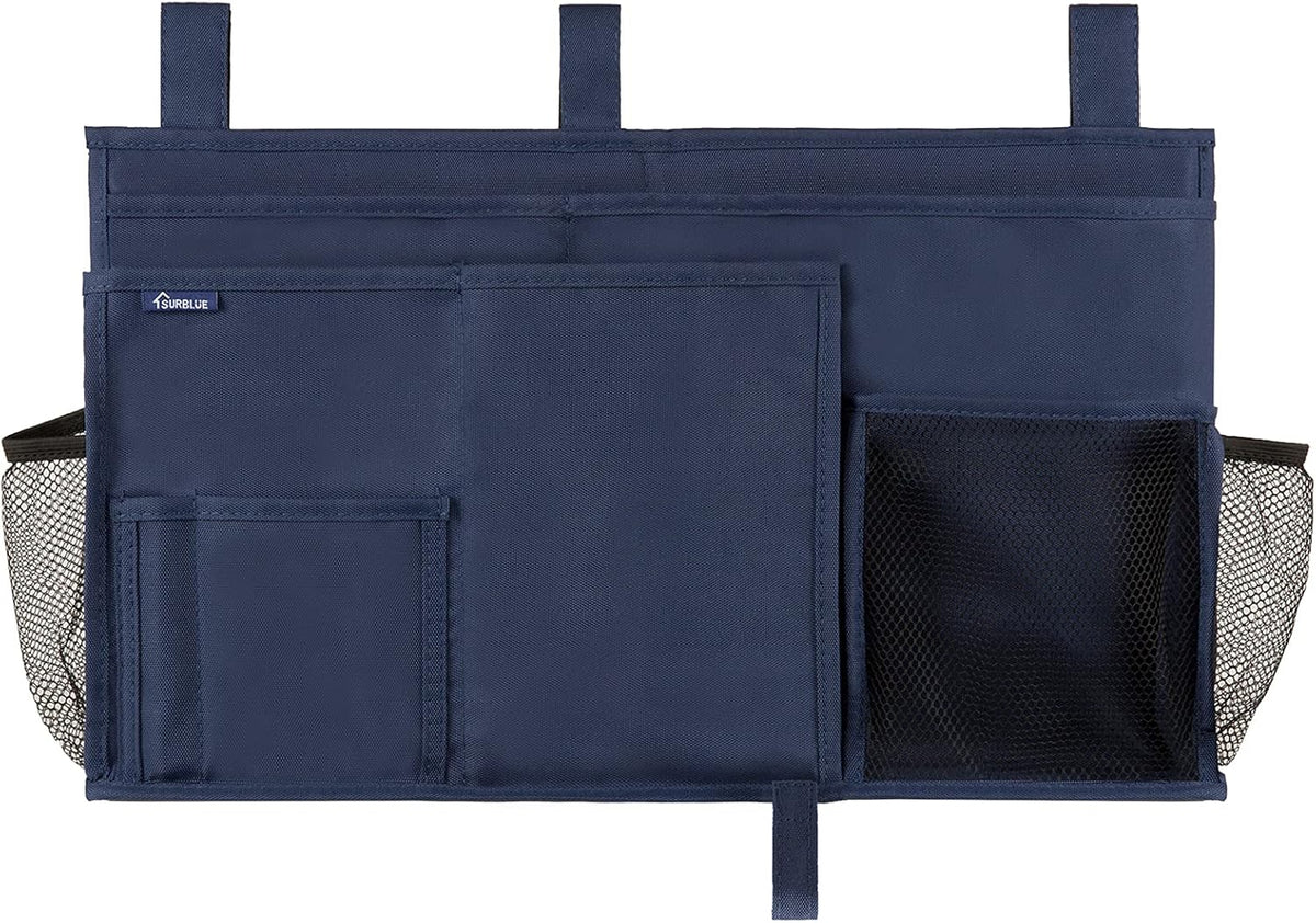 Bedside Caddy Hanging Bed Organizer Storage Bag Pocket for Bunk and Hospital Beds, College Dorm Rooms Baby Bed Rails,Camp (8 Pockets),Gray